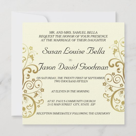 Faire-part de mariage : Flèches noires et or (Dos)