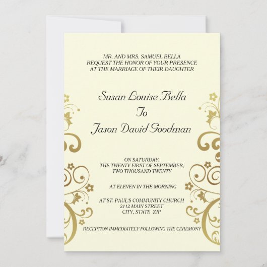 Faire-part de mariage : Flèches or et noir 5x7 (Dos)