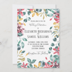 Faire-part de mariage Fleur aquarelle d'automne