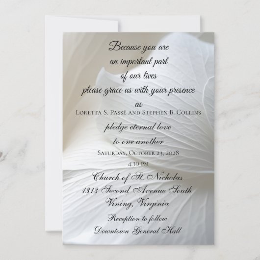 Faire-part de mariage Fleur Blanche (Devant)