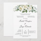 Faire-part de mariage Fleur blanche Verdure (Devant / Derrière)