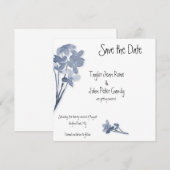 Faire-part de mariage Fleur Bleue Douce (Devant / Derrière)