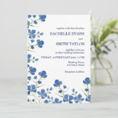 Faire-part de mariage Fleur Bleue Poussiéreuse (Debout devant)