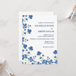 Faire-part de mariage Fleur Bleue Poussiéreuse