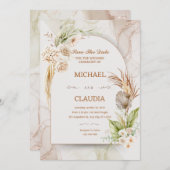 Faire-part de mariage Fleur Brown Et Crème (Devant / Derrière)