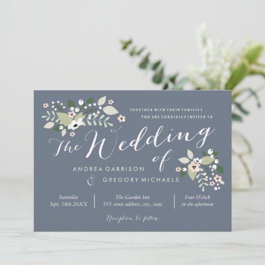 Faire-part de mariage Fleur de champ (Debout devant)