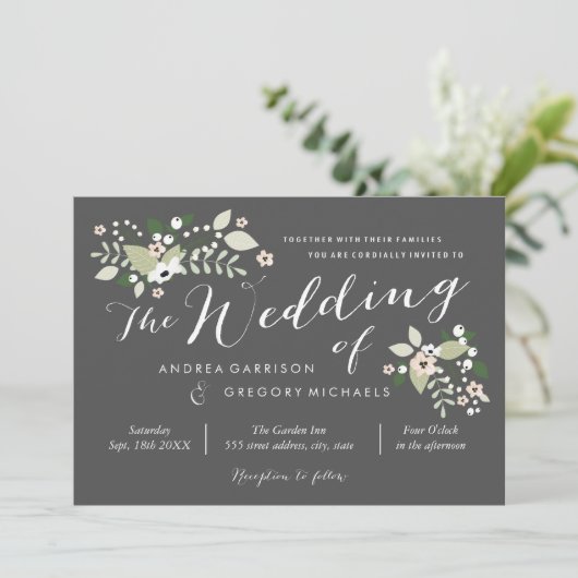 Faire-part de mariage Fleur de champ (Debout devant)