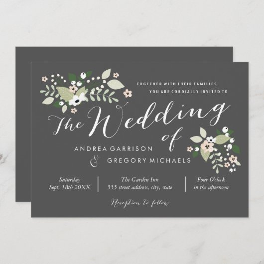 Faire-part de mariage Fleur de champ (Devant / Derrière)