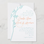 Faire-part de mariage Fleur de corail bleu aqua (Devant)