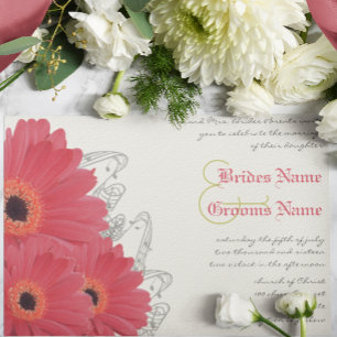 Faire-part de mariage Fleur de Gerber Fuchsia et O