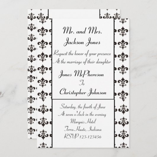 Faire-part de mariage Fleur De Lis (Devant / Derrière)