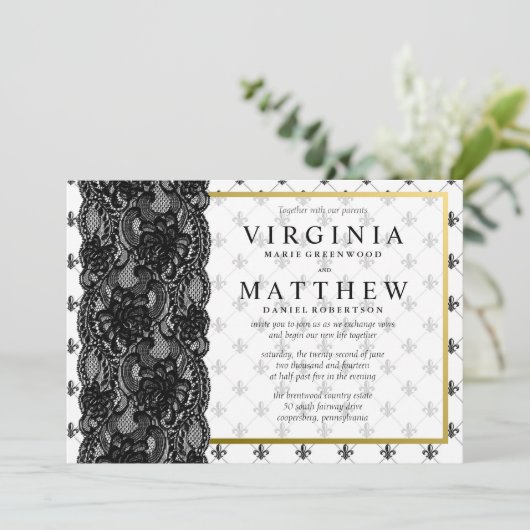 Faire-part de mariage Fleur De Lis (Debout devant)