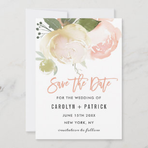 Faire-part de mariage Fleur de Pivoine Rose Ivory