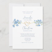 Faire-Part de Mariage Fleur de Printemps Bleu Pous (Devant)