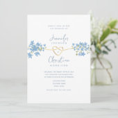 Faire-Part de Mariage Fleur de Printemps Bleu Pous (Debout devant)