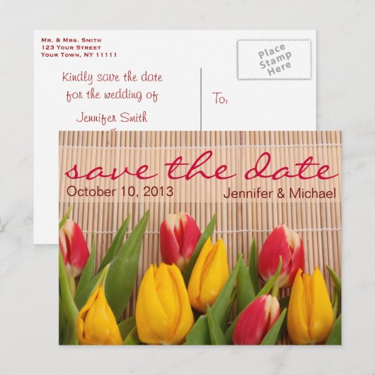 Faire-part de mariage Fleur de Tulipe (Devant / Derrière)