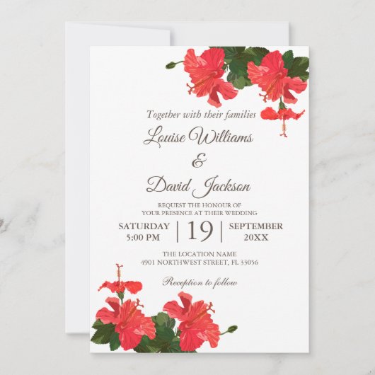 Faire-part de mariage Fleur d'Hibiscus Clair (Devant)