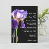 Faire-part de mariage fleur d'iris pourpre (Debout devant)