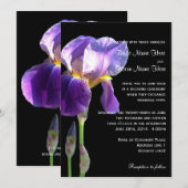 Faire-part de mariage fleur d'iris pourpre (Devant / Derrière)
