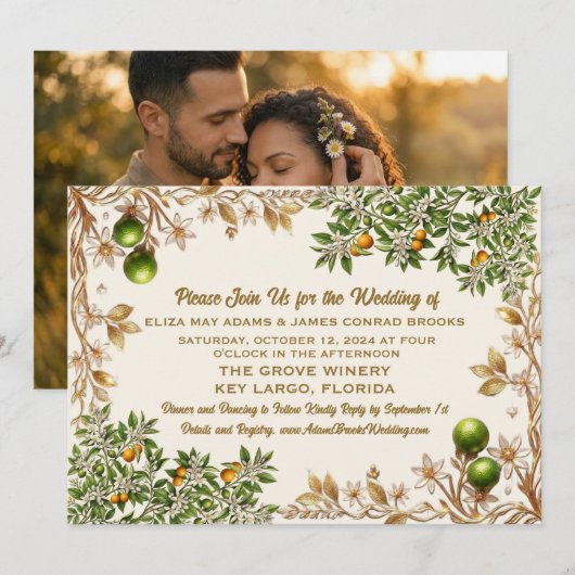 Faire-part de mariage Fleur d'Oranger de Floride (Devant / Derrière)
