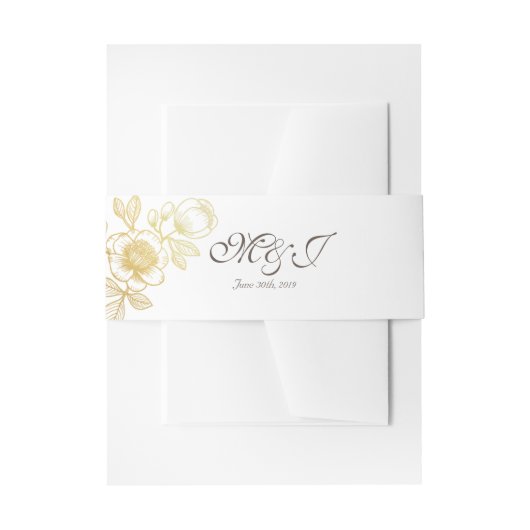 Faire-part de mariage Fleur dorée Bandeau de ventr (Devant example)