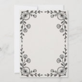 Faire-part de mariage Fleur Élégante Noir & Blanc (Dos)