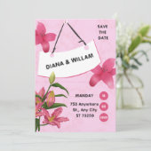 Faire-part de mariage Fleur Rose (Debout devant)