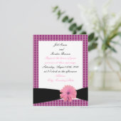 Faire-part de mariage Fleur rose Ruban noir (Debout devant)