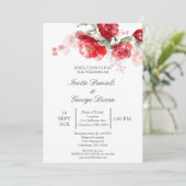 Faire-part de mariage fleur rouge (Debout devant)