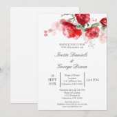 Faire-part de mariage fleur rouge (Devant / Derrière)