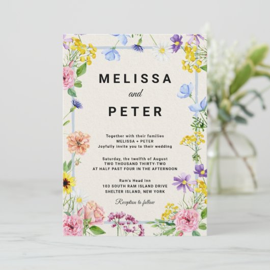 Faire-part de mariage Fleur sauvage (Debout devant)