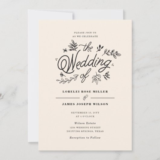 Faire-part de mariage fleur sauvage (Devant)