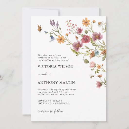 Faire-part de mariage fleur sauvage (Devant)