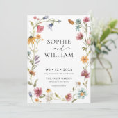 Faire-part de mariage Fleur sauvage aquarelle (Debout devant)