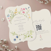 Faire-part de mariage fleur sauvage avec code QR