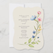 Faire-part de mariage fleur sauvage avec code QR (Devant)