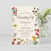 Faire-part de mariage fleur sauvage avec photo per (Debout devant)