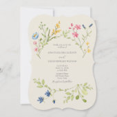 Faire-part de mariage Fleur sauvage avec QR Code (Devant)