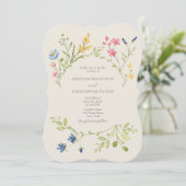 Faire-part de mariage Fleur sauvage avec QR Code (Debout devant)