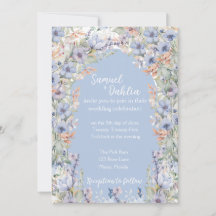 Faire-part de mariage Fleur sauvage bleu avec déta