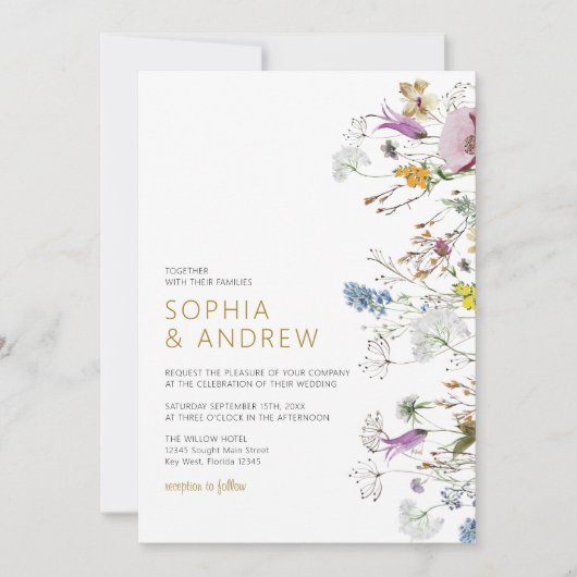 Faire-part de mariage Fleur sauvage Boho (Devant)