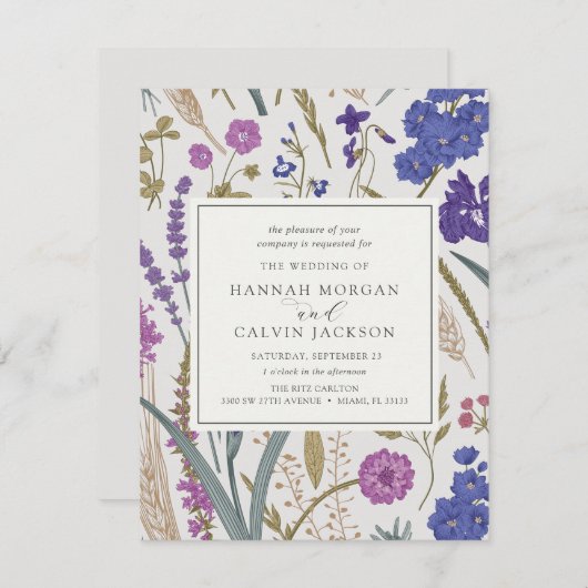 Faire-part de mariage Fleur sauvage Boho (Devant / Derrière)