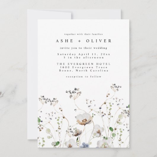 Faire-part de mariage Fleur sauvage Boho (Devant)