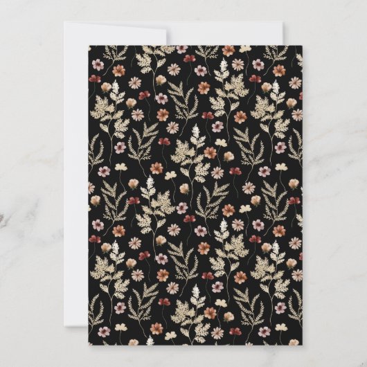 Faire-part de mariage Fleur sauvage Boho noir (Dos)