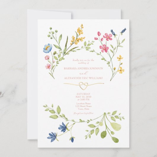 Faire-part de mariage fleur sauvage Boho Peach (Devant)