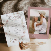 Faire-part de mariage Fleur sauvage Boho Pink Fram