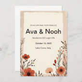 Faire-part de mariage Fleur sauvage Boho Terracott (Devant / Derrière)