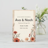 Faire-part de mariage Fleur sauvage Boho Terracott (Debout devant)