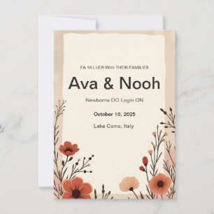 Faire-part de mariage Fleur sauvage Boho Terracott