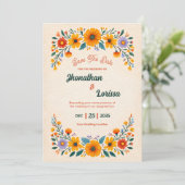 Faire-part de mariage Fleur sauvage Boho Watercolo (Debout devant)